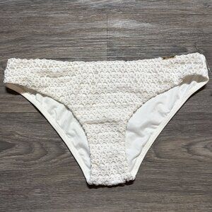 Sapph White Eyelet Bikini Bottom Medium Lined Swimwear Cottagecore Boho Lace